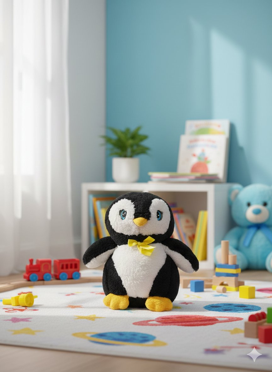 Peluş Penguen 50 cm Siyah Beyaz Yumuşak Tüy Dökmeyen
