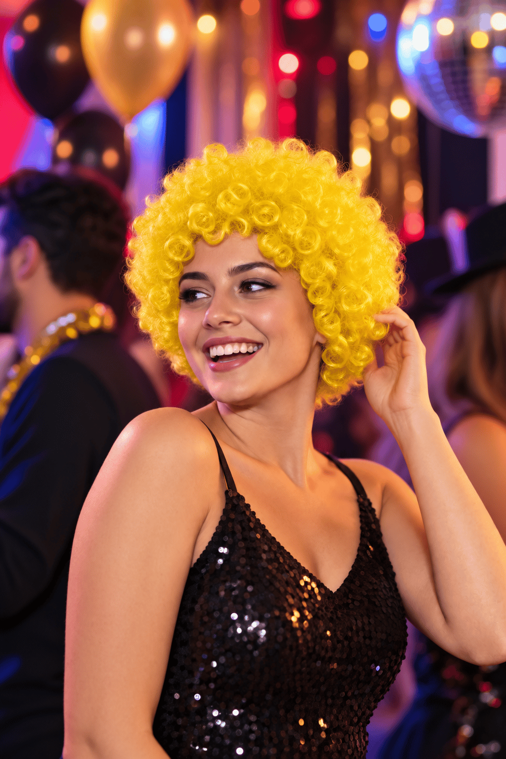 Peruk Saç Kıvırcık Bonus Afro Peruk  Sarı