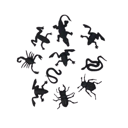 Pinyata İçi Oyuncak Siyah Böcekler 10 lu set Pinyata Patlatma Oyuncağı-Cadılar Bayramı
