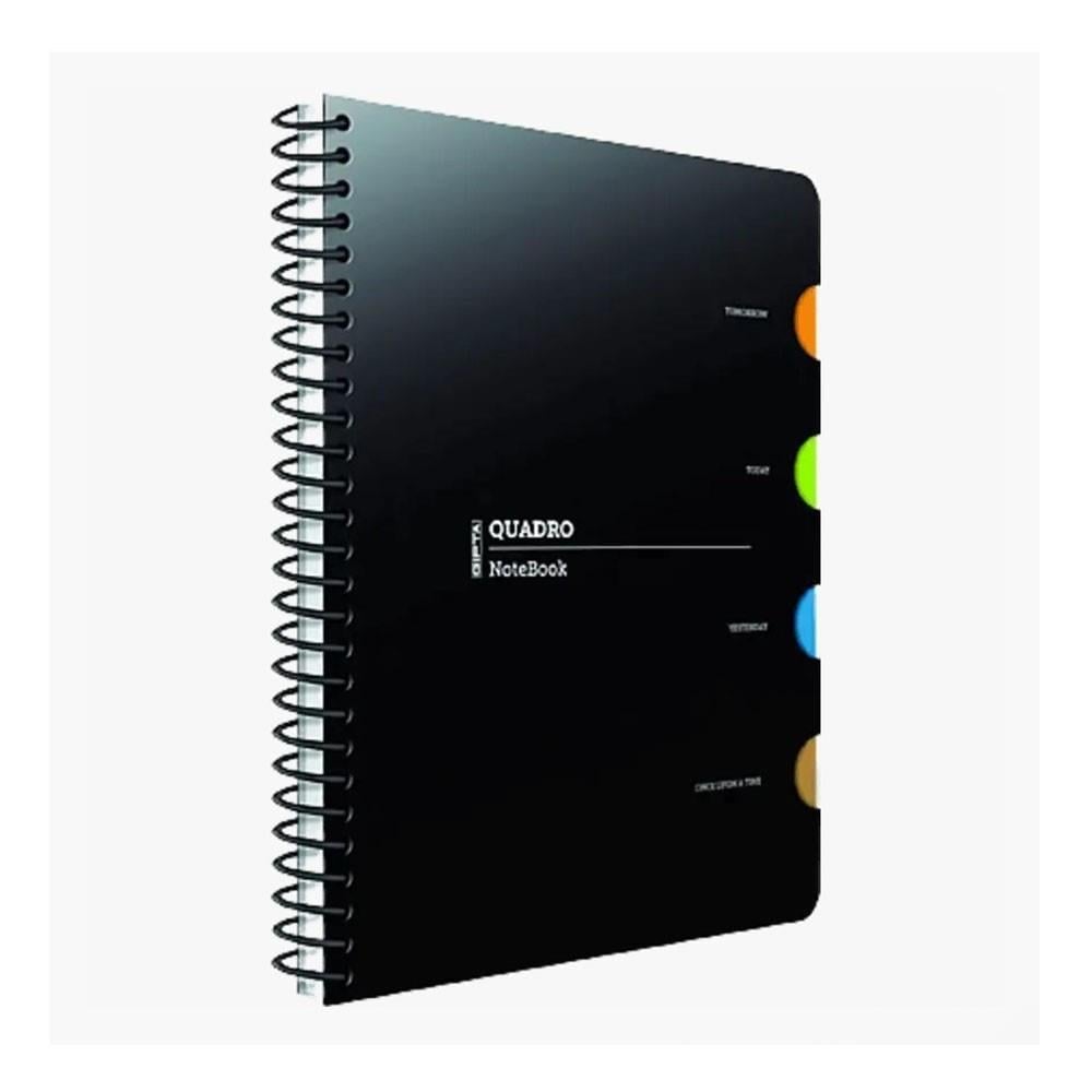 Quadro Seperatörlü Kareli Spiralli PP Kapak Butik Defter 17x24 150Yp