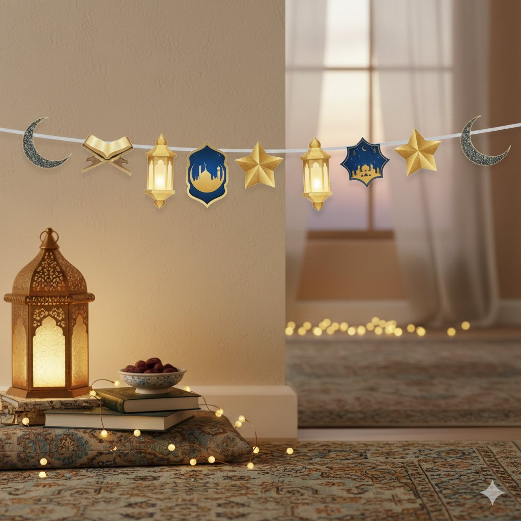 Ramazan Dekoratif Süs Mavi Gold 140 cm