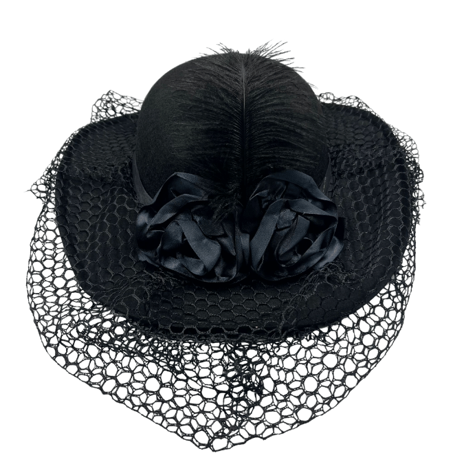 Şapka VUALET SİYAH çiçekli tüylü lüks