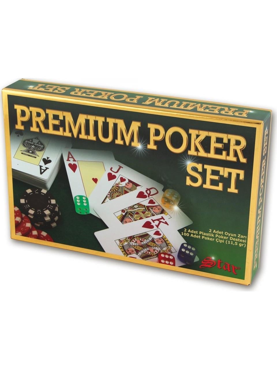 Star Premiım Poker Seti 100 profesyonel.chip 2 deste plastik oyun kartı 2 oyun zarı lüks poker seti