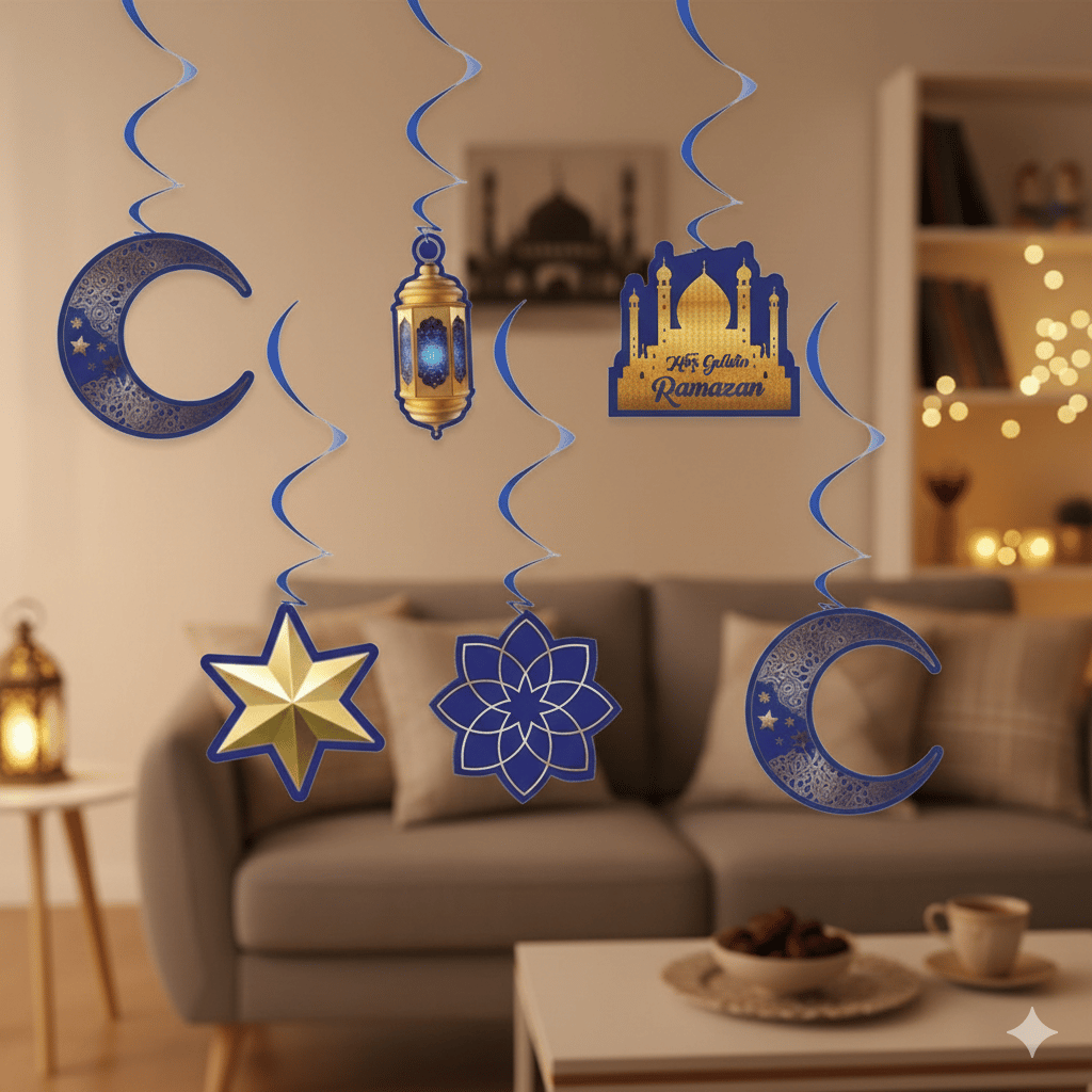 Süs Sarkıt HOŞGELDİN RAMAZAN tavan 6lı MAVİ