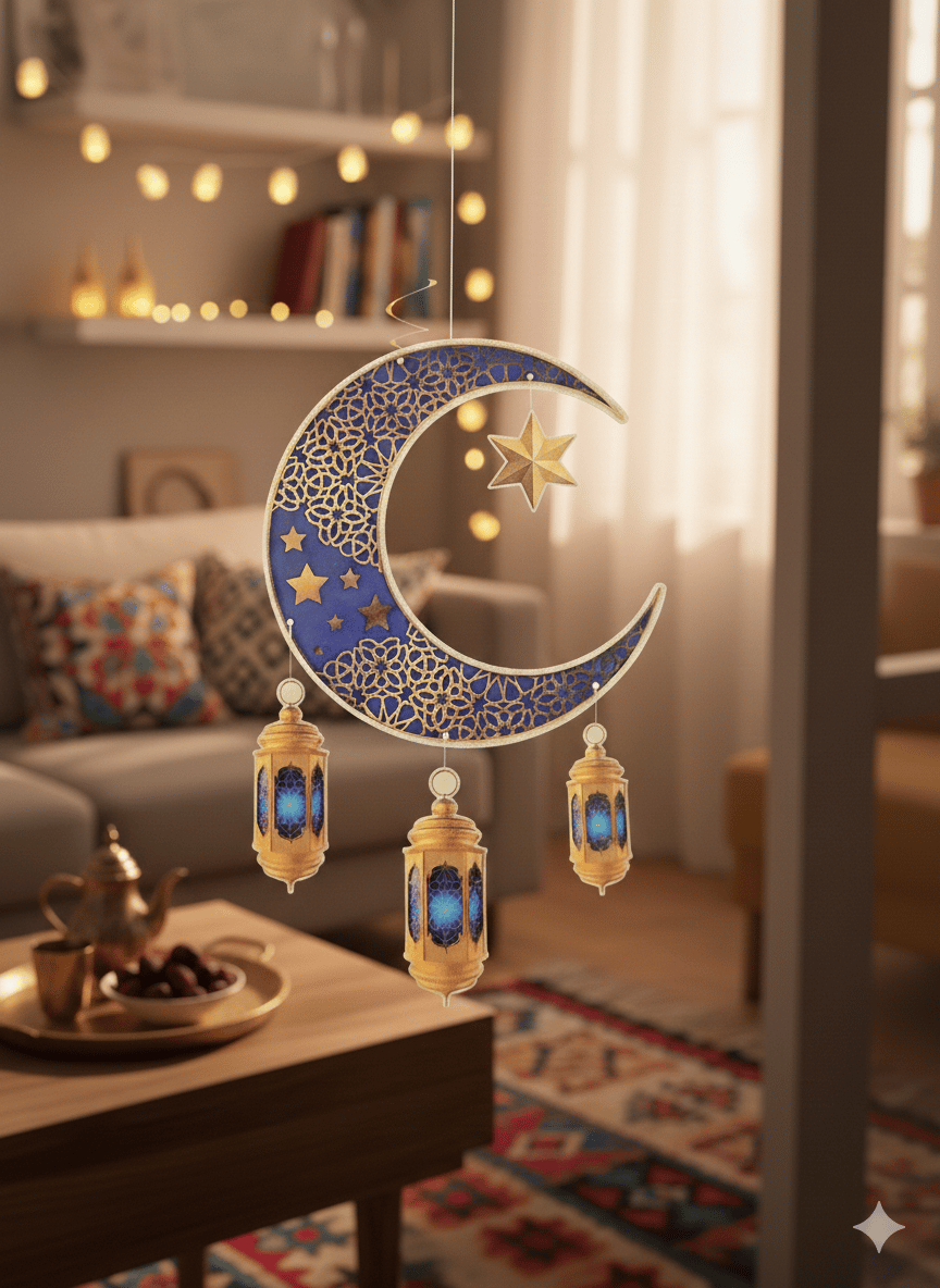 Süs Sarkıt RAMAZAN tavan AYYILDIZ kandi90x30 MAVİ