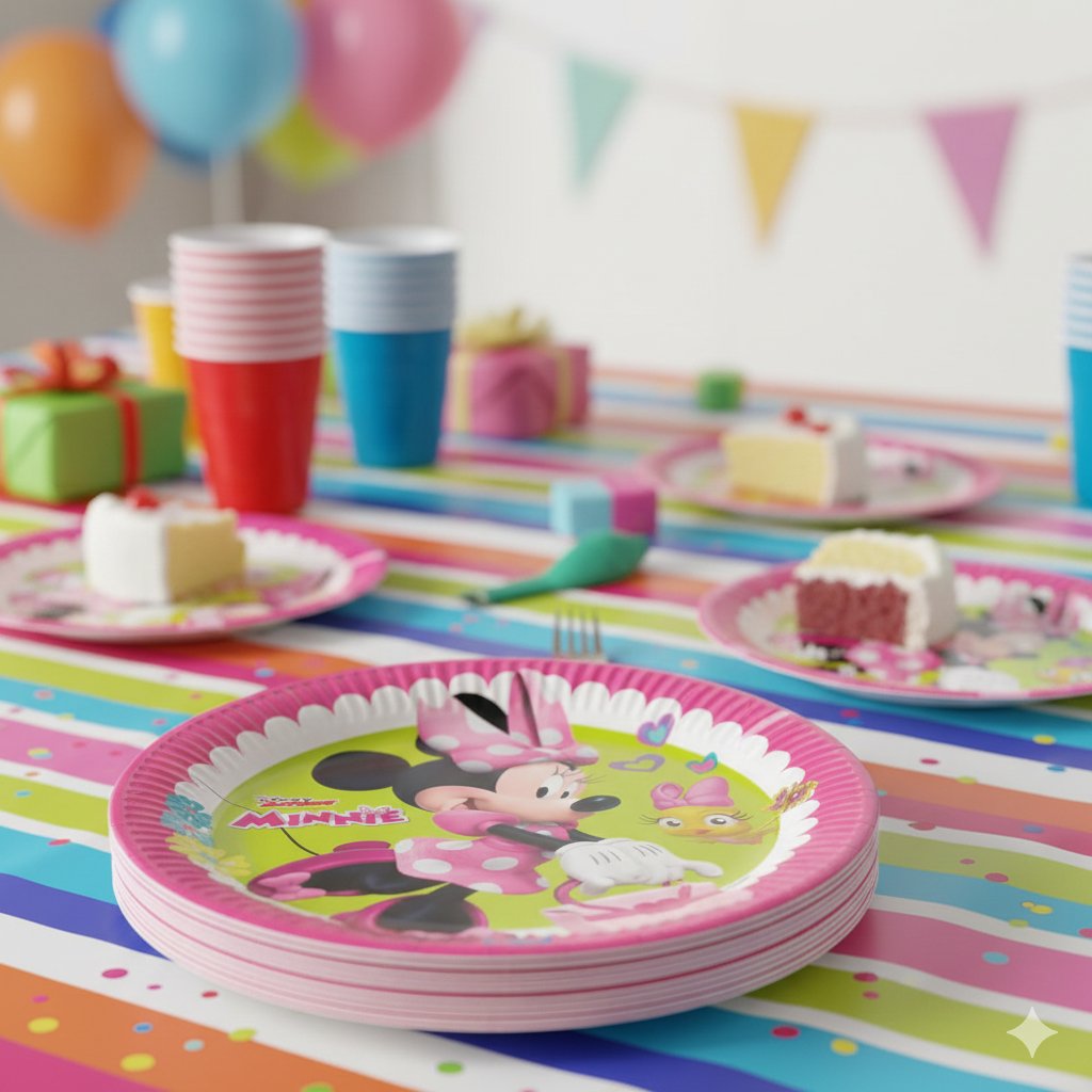 Tabak Minnie  Mouse Cafe 23 Cm 8li Paket orjinal lisanslı doğum günü tabağı                         