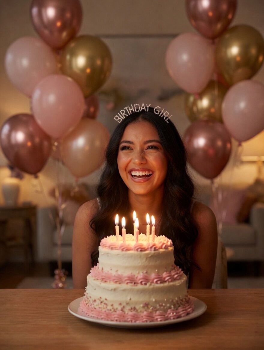 Taç Metal Taşlı Birthday Girl Rose Gold