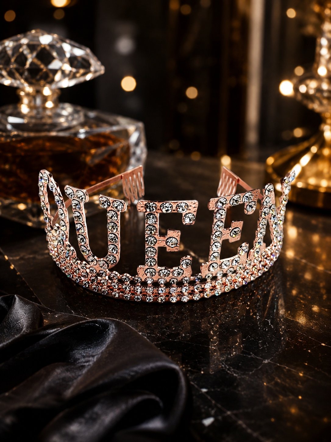 Taç Metal Taşlı Queen Lüks R.Gold-altın üstten ge