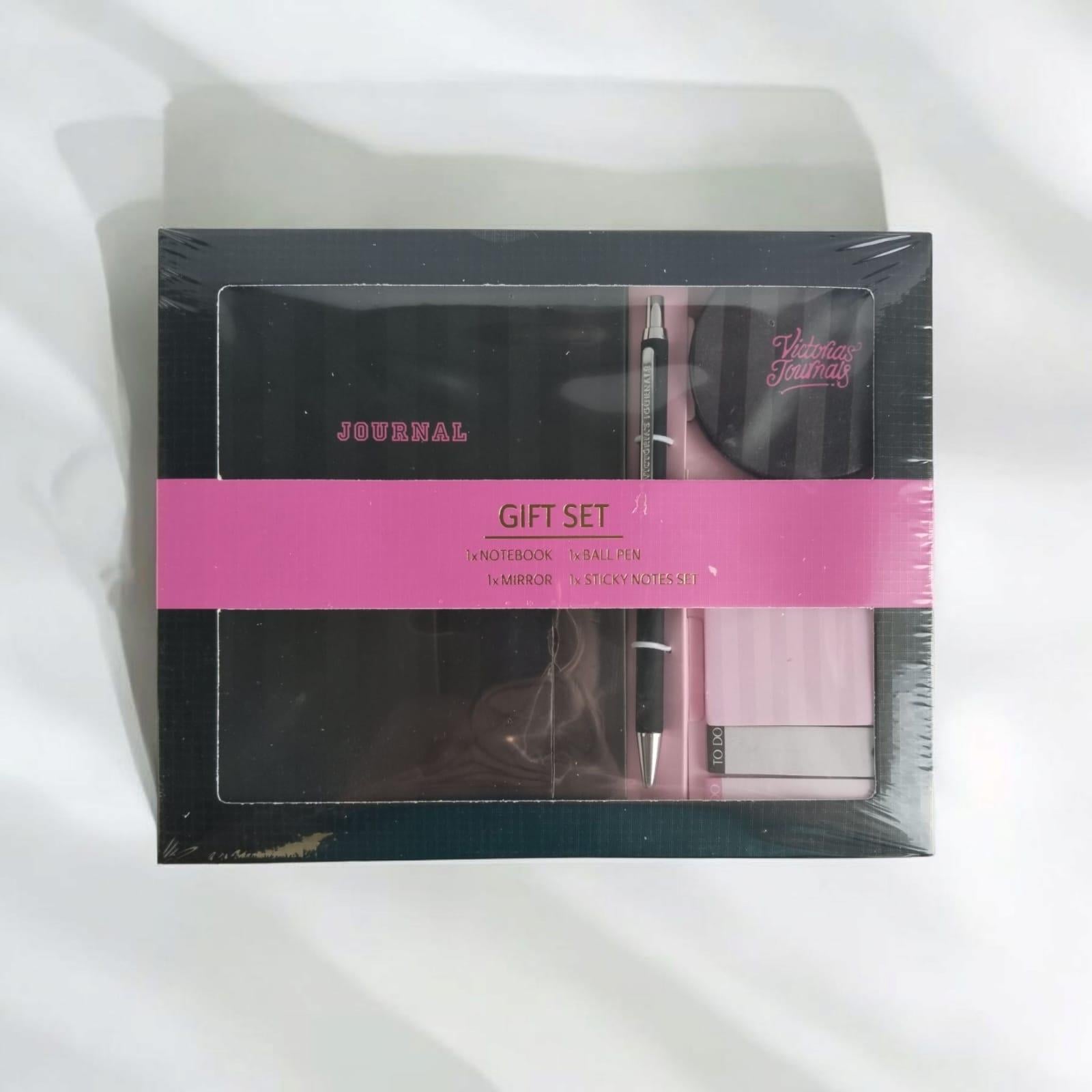Victoria's Journals Hediye seti13*18 128 sayfa defter + ayna+ tüken. kalem ve 4 lü post it seti