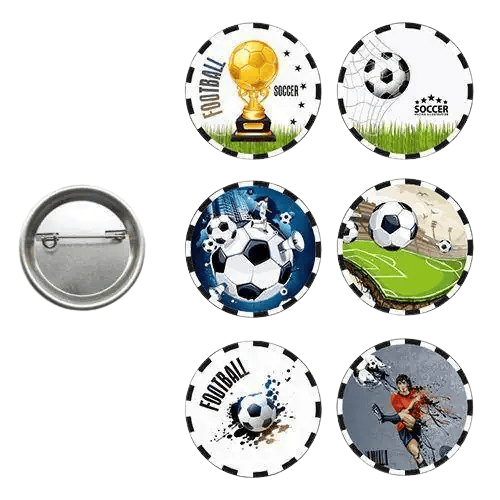 Yaka veya çantaya takılan metal rozeti Futbol  Temalı 6lı paket Pinyata İçi Doğum Günü Hediyesi
