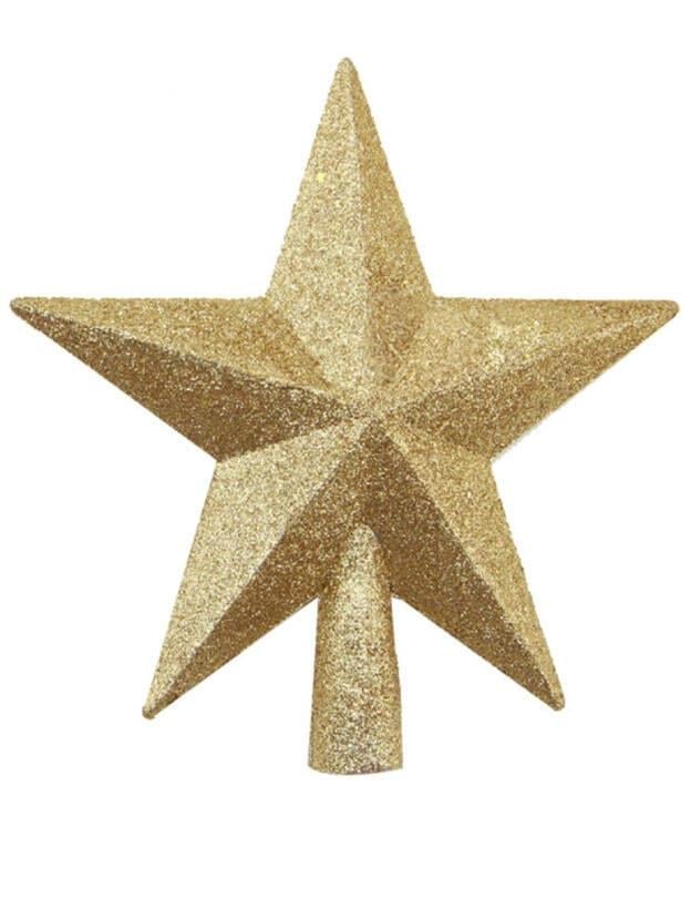 Yılbaşı Ağaç Tepelik 20cm ALTIN Simli yıldız dolu 