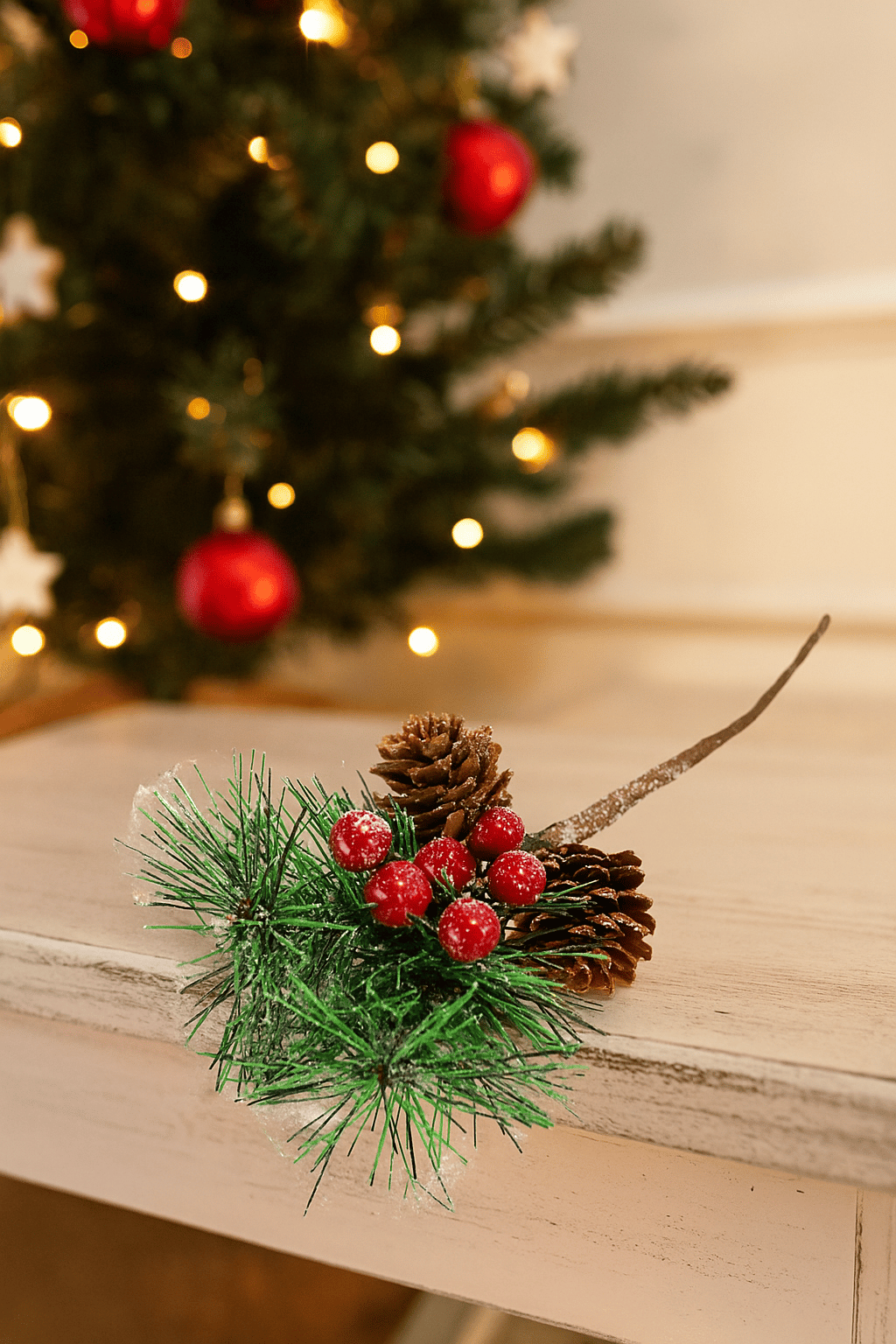 Yılbaşı Çam Dalı Berryli Kozalaklı Karlı 22cm
