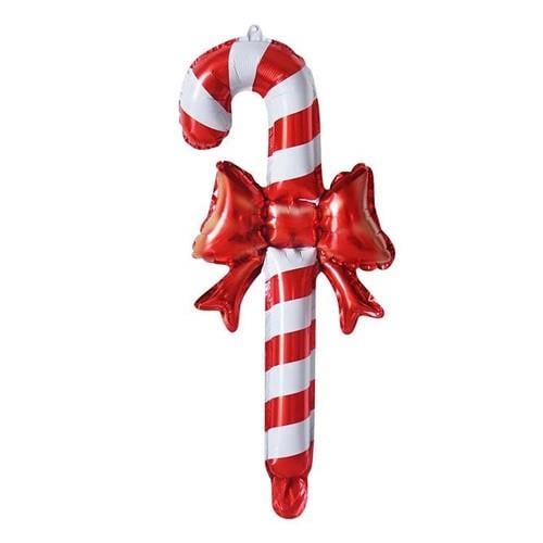 Yılbaşı Folyo Balon baston şeker kurdeleli 56*27cm