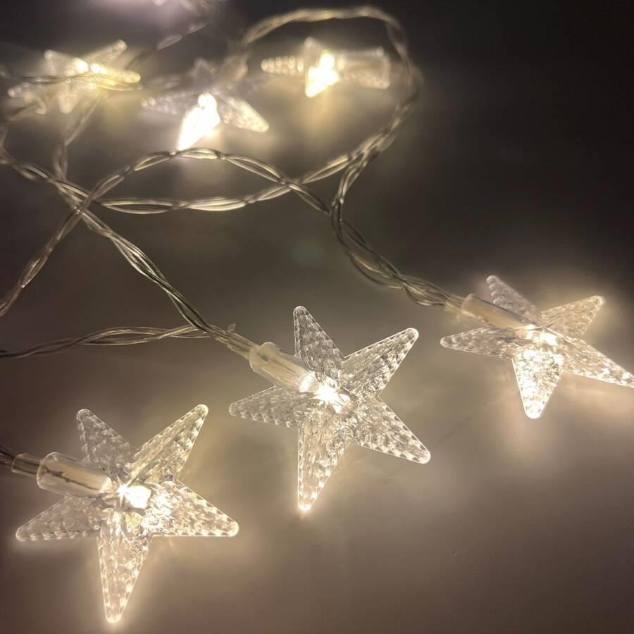 Yılbası Led Işık YILDIZ ŞEFFAFl10 ışık 2m.pilli