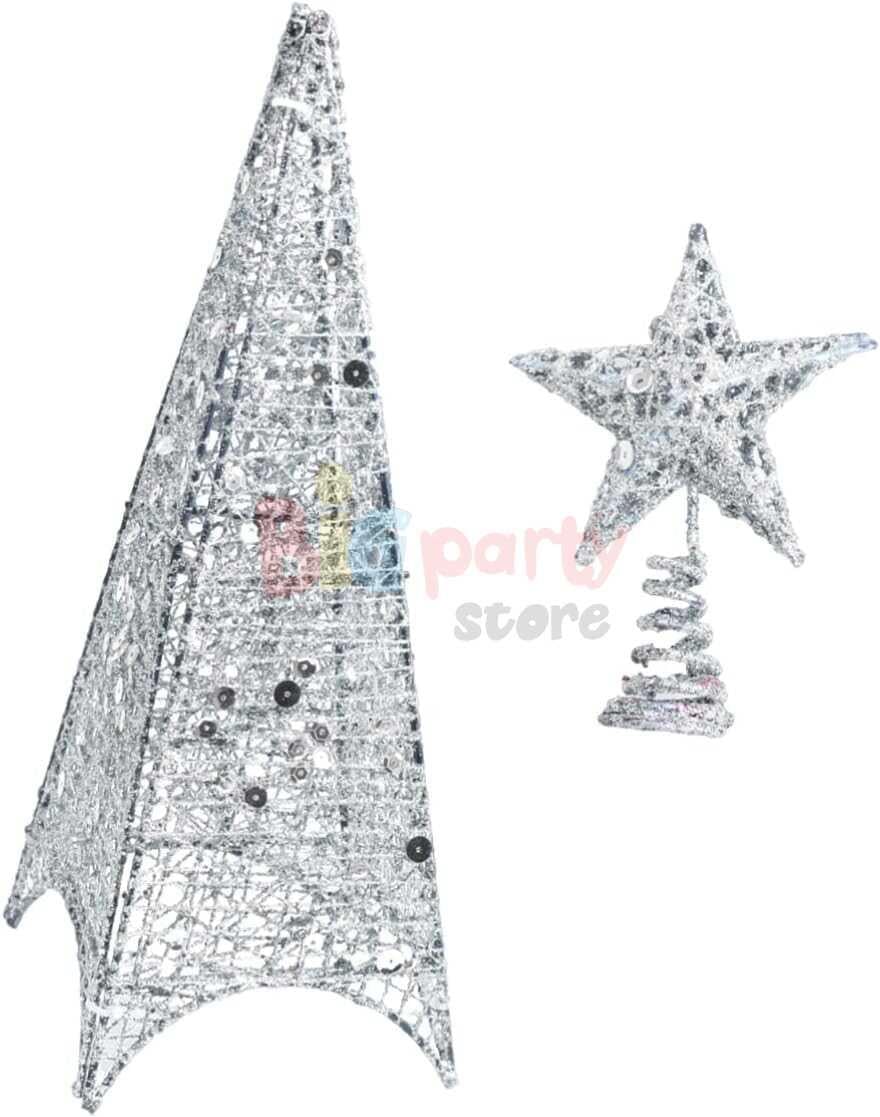 Yılbaşı Tel Kule 150 cm 3 Boyutlu Gümüş