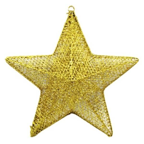 Yılbaşı Tel Yıldız 30 cm 3 Boyutlu Altın 