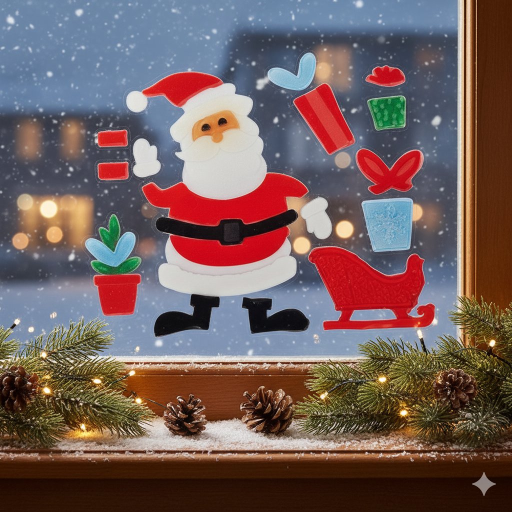 Yılbaşı Temalı jel stickers Noel babalı       