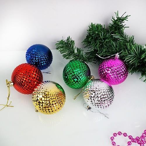 Yılbaşı Top Süs 6cm 6lı Renkli tırtıklı top 