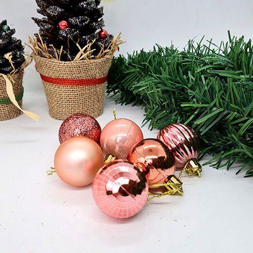 Yılbaşı Top Süs ROSEGOLD 4cm 6LI karışık türler