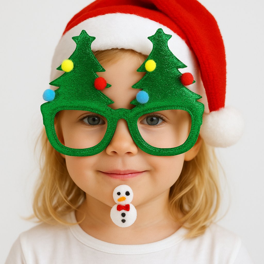 Yılbaşına Özel Lüks Gözlük Kadife Ağaçlı Model Çam ağacı Yumuşak Hafif Yılbaşı Gözlügü