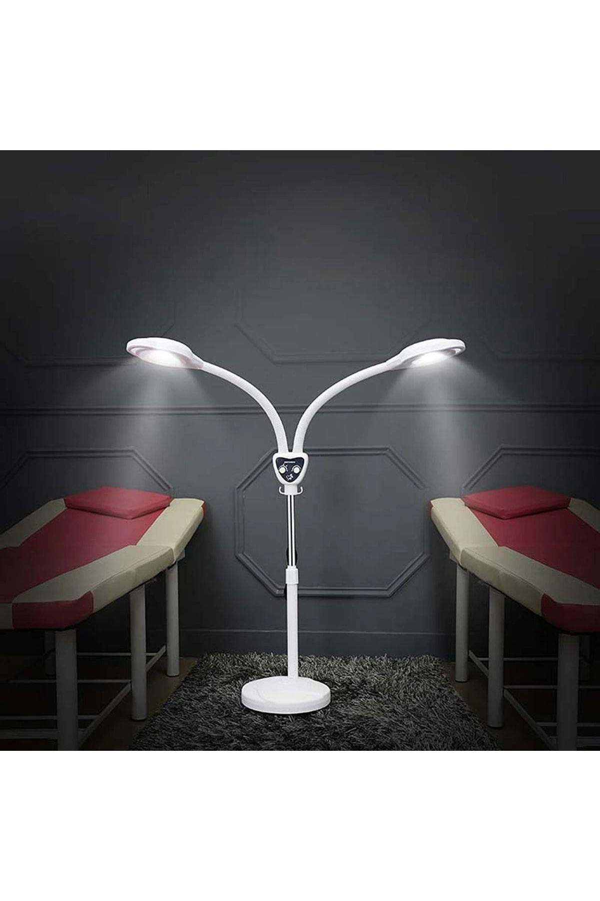 2 Başlıklı büyüteçli LED lamba aydınlatmalı gölgesiz büyüteç güzellik ışık tırnak dövme loop led