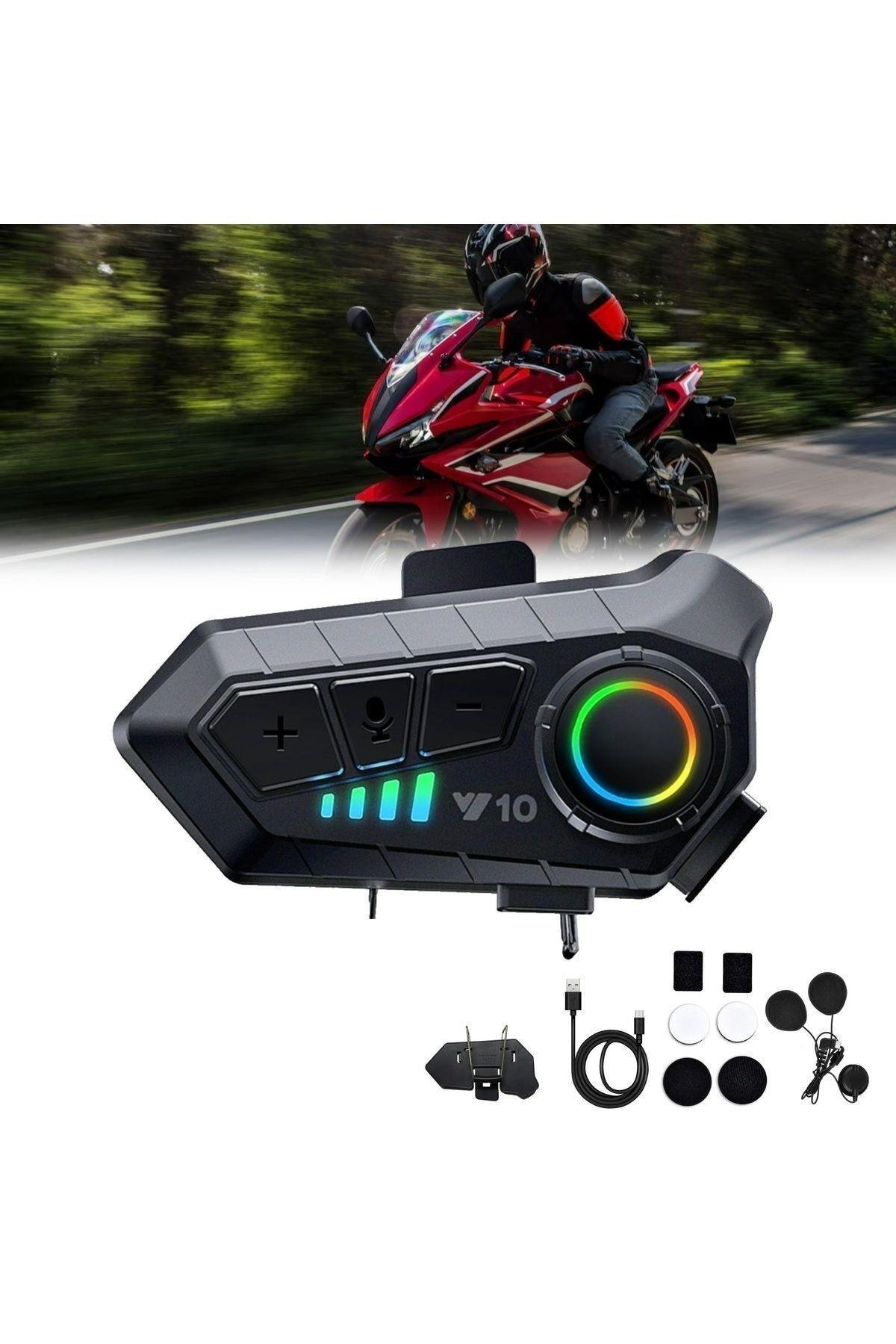 2 Intercom Bağlantılı Su Geçirmez Motosiklet Kask Bluetooth 5.3 300m Intercoom 2.000mah