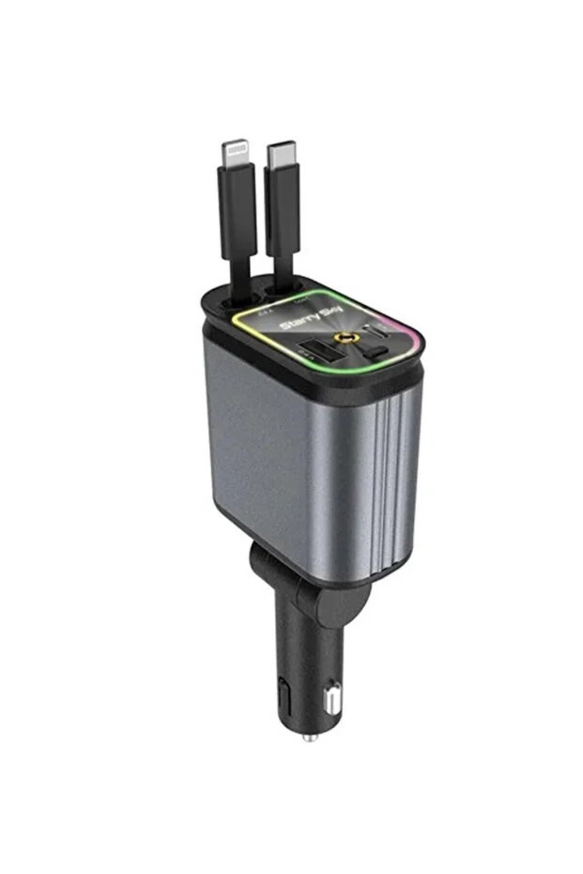 QC3.0 66W PD Hızlı Şarjlı Araç Şarj Cihazı Yıldızlı Tavan Ambiyans Işıklı Çoklu Şarj Adaptörü