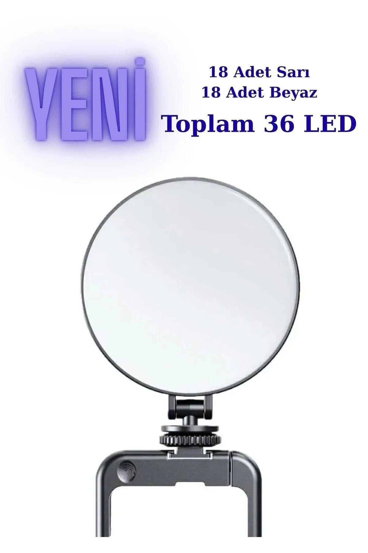 Şarjlı 360 Dönebilen LED Dolgu Işığı 3 Renk Ayarlı Telefon Klipsli TypeC Kablolu Kompakt Taşınabilir