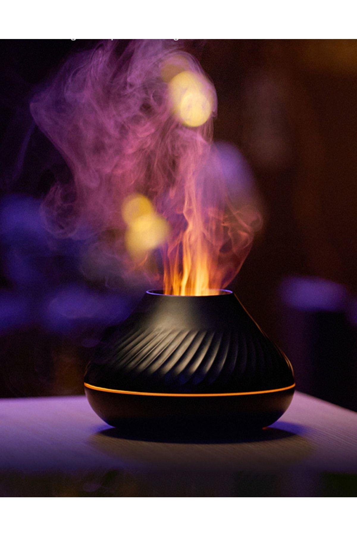 Volkanik Alev Aroma Difüzör Gece Işığı 3d Nemlendirici Buhar Makinesi 130ml.