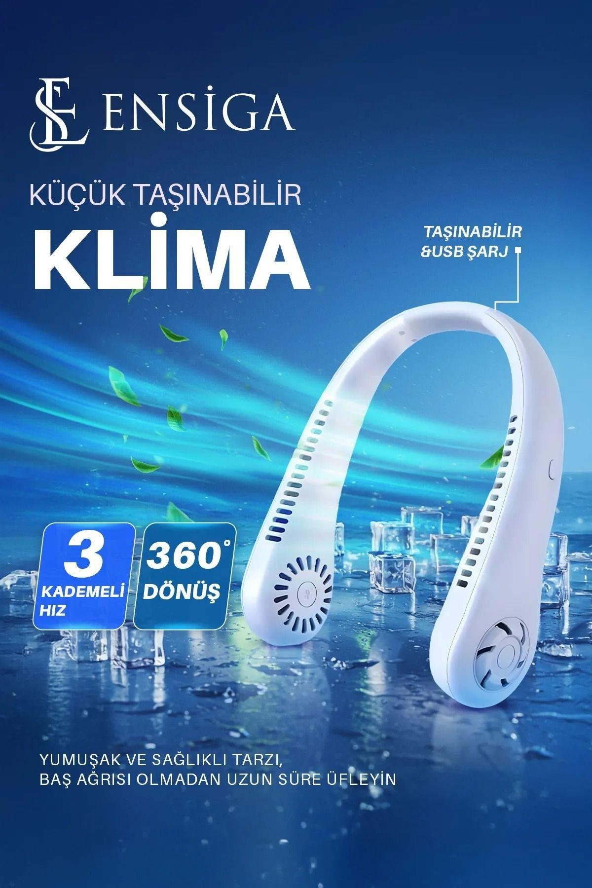 Yeni Nesil 3 Kademe Hızlı Hava Soğutma Serinletme Fan Portatif Boyun Fanı
