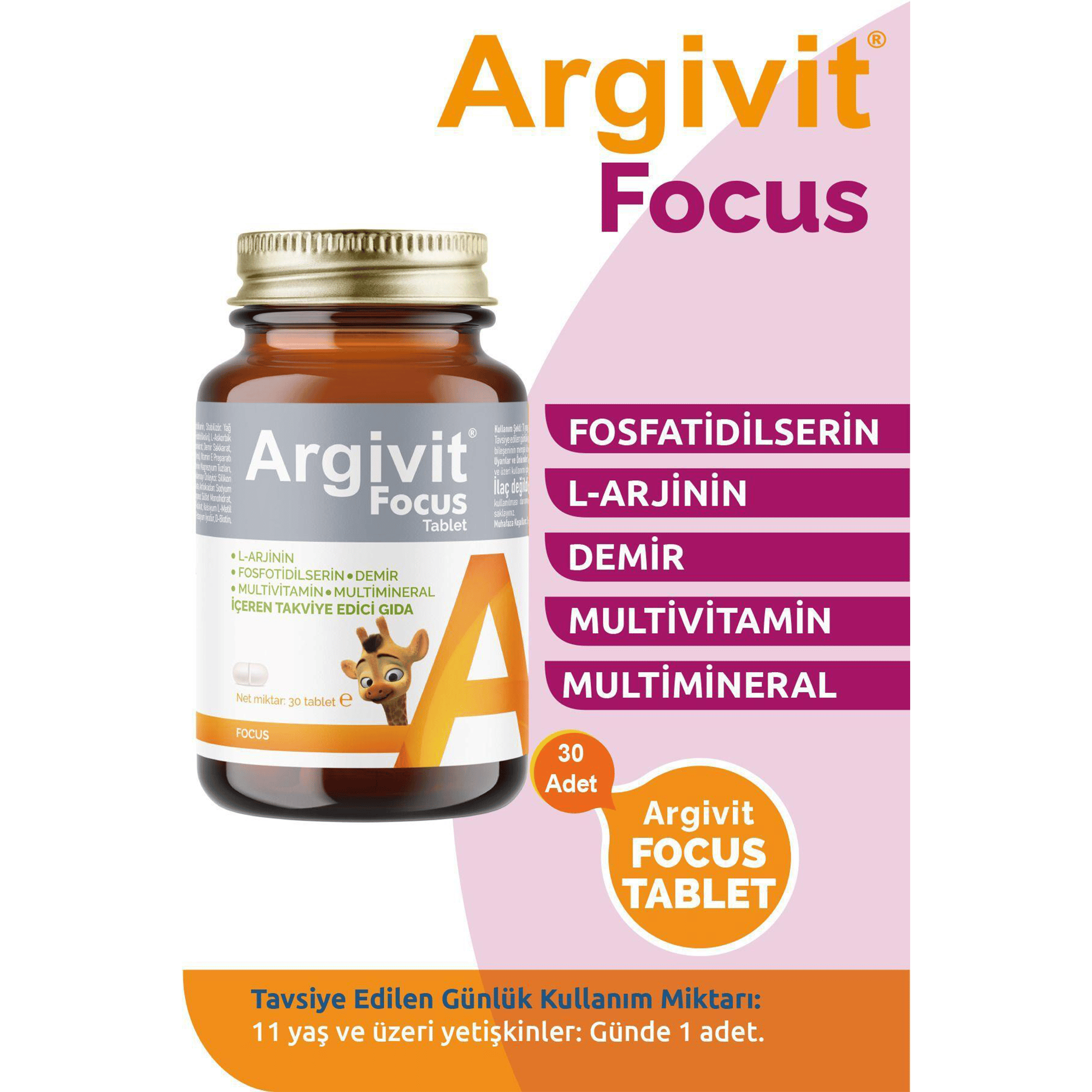 Argivit Focus Tablet 30 Tablet 10 Adet