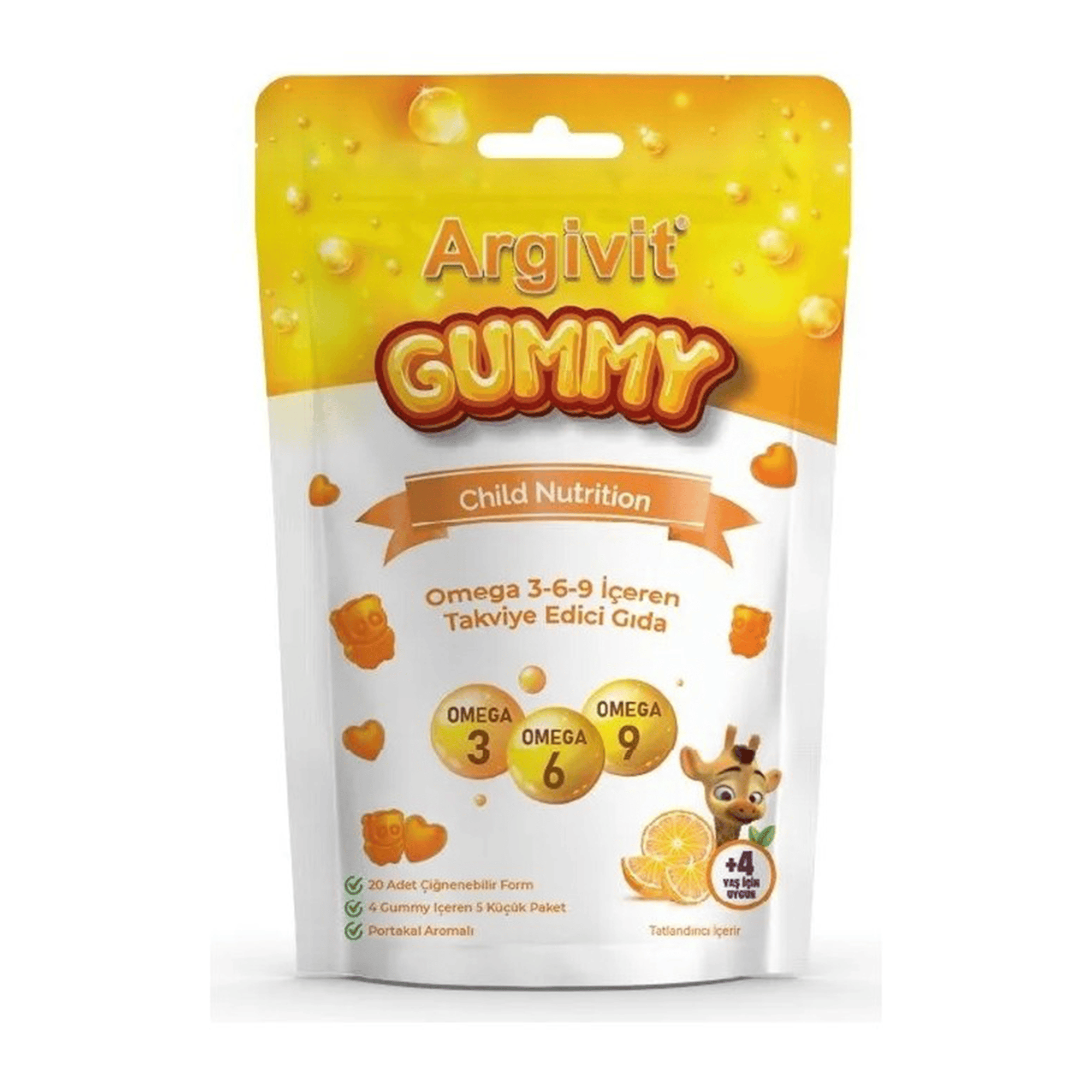 Argivit Gummy Jelibon Omega 3-6-9 Içeren Takviye Edici Gıda - Portakal 