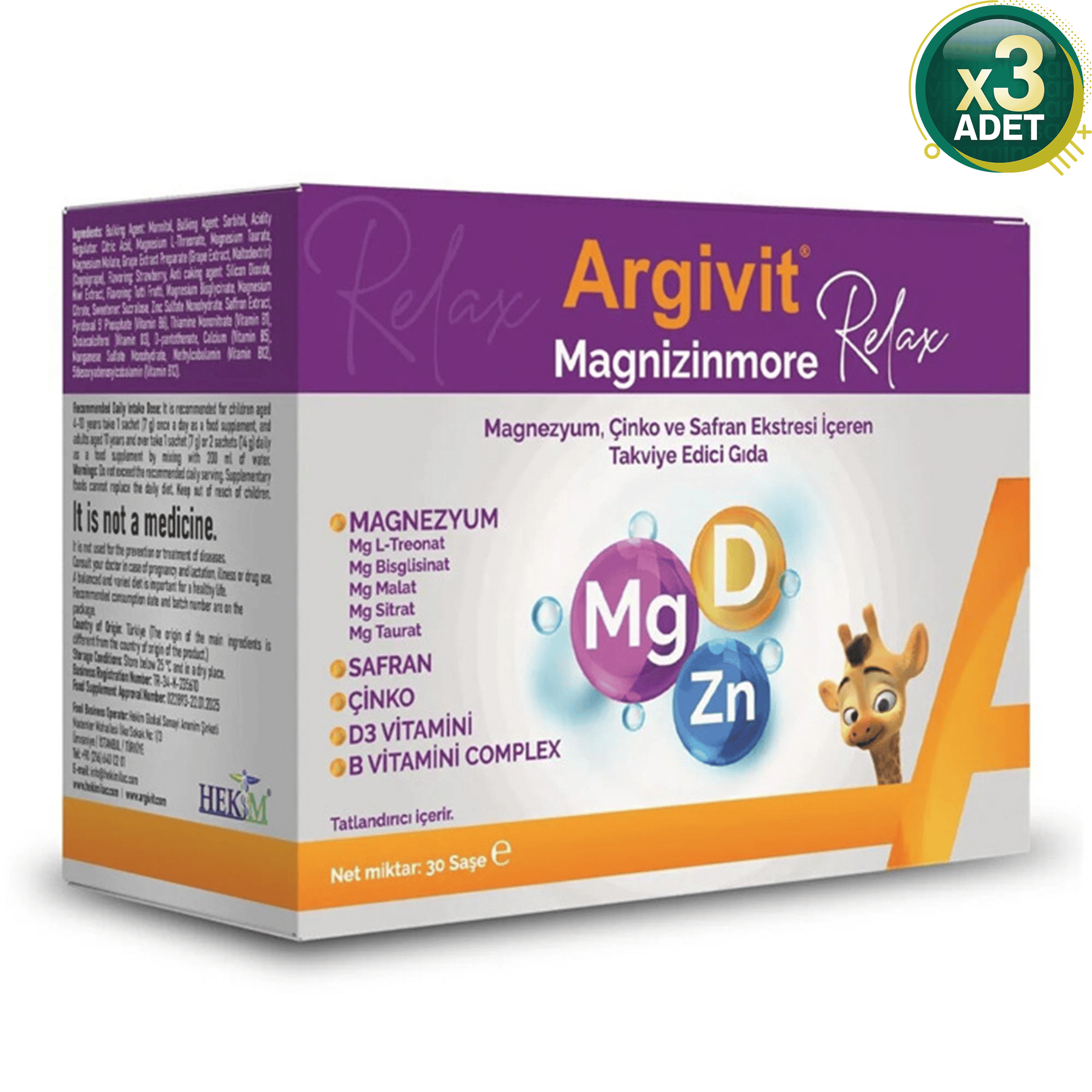 Argivit Magnizinmore Rlx 30 Saşe - 3 Adet (90 Saşe)