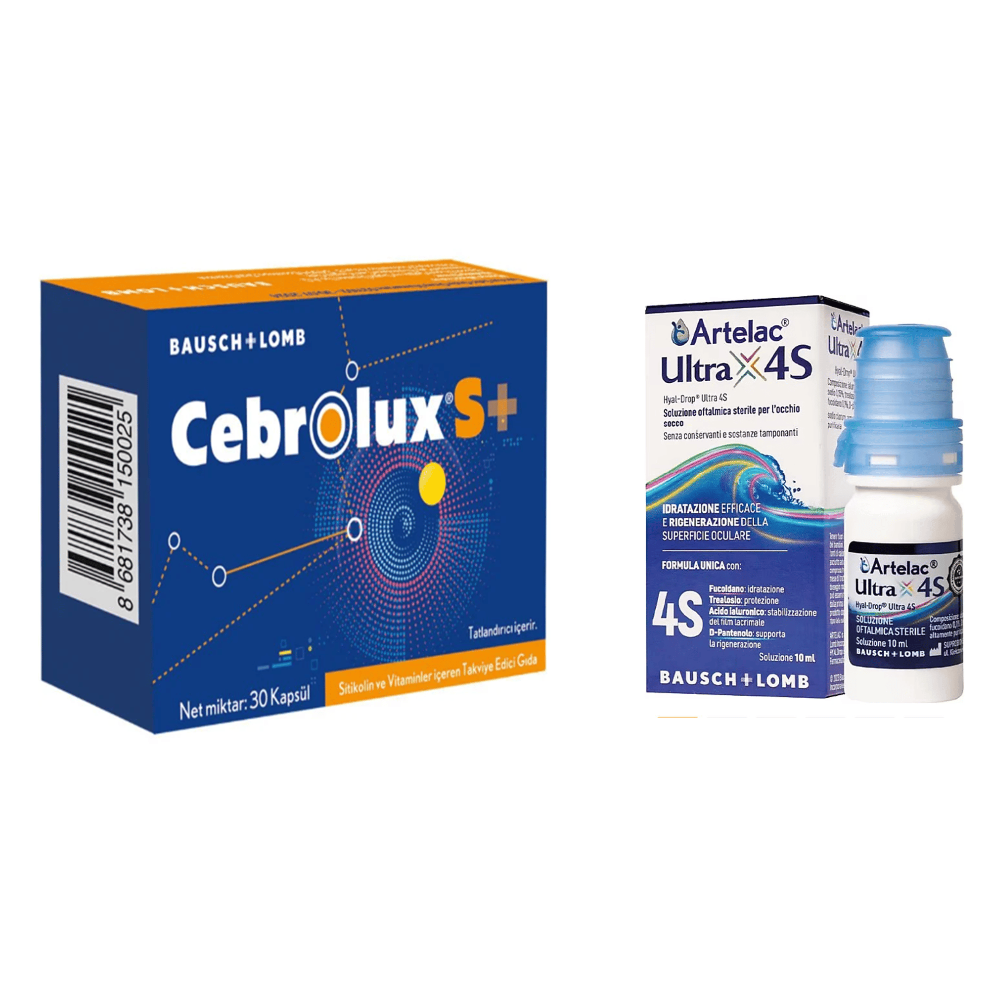 Bausch & Lomb Cebrolux S + Sitikolin Vitamin 30 Kapsül + Artelac 4S Göz Damlası 10 ml 