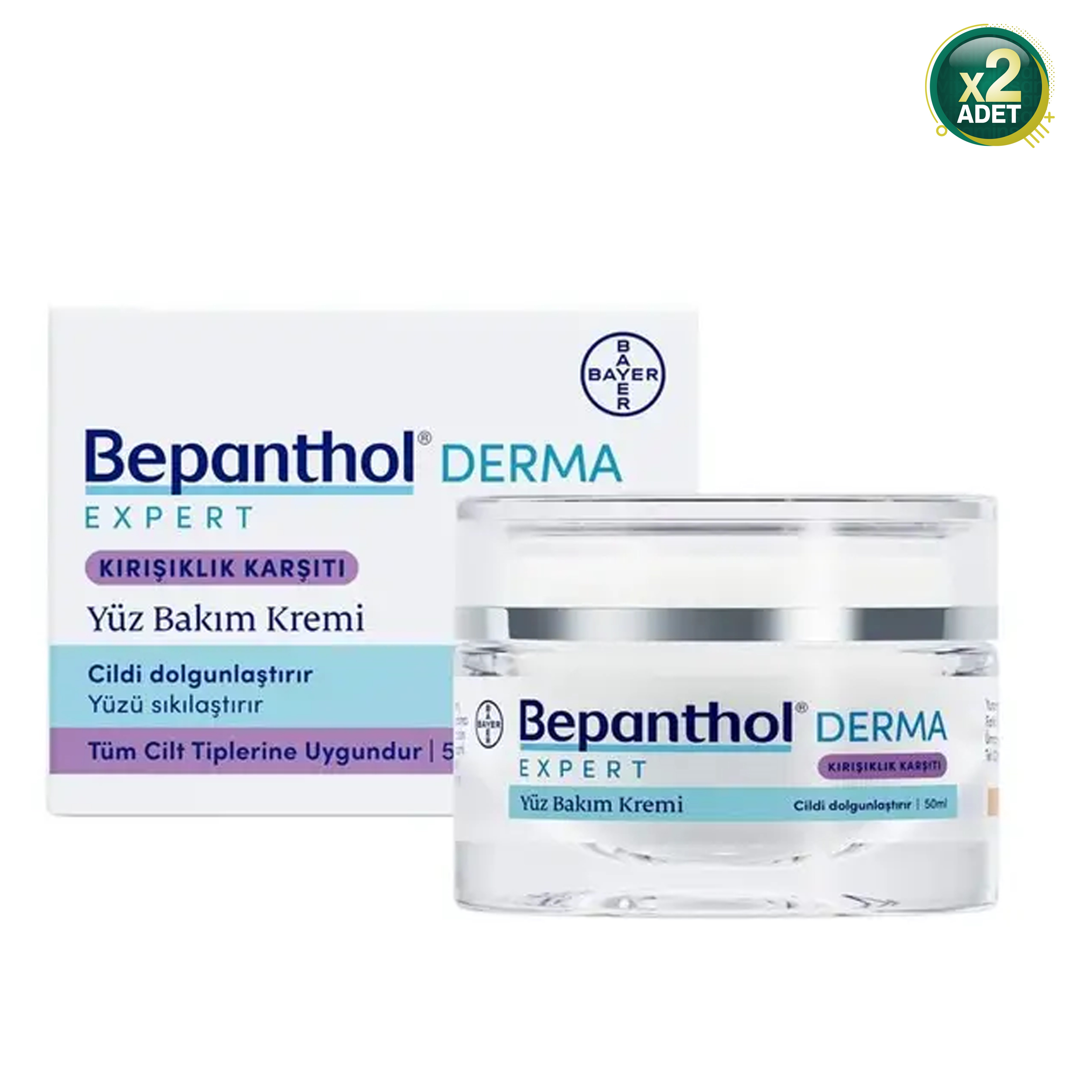 Bepanthol Derma Expert Kırışıklık Karşıtı ve Sıkılaştırıcı 50 ml Yaşlanma Karşıtı Krem 2'li Paket
