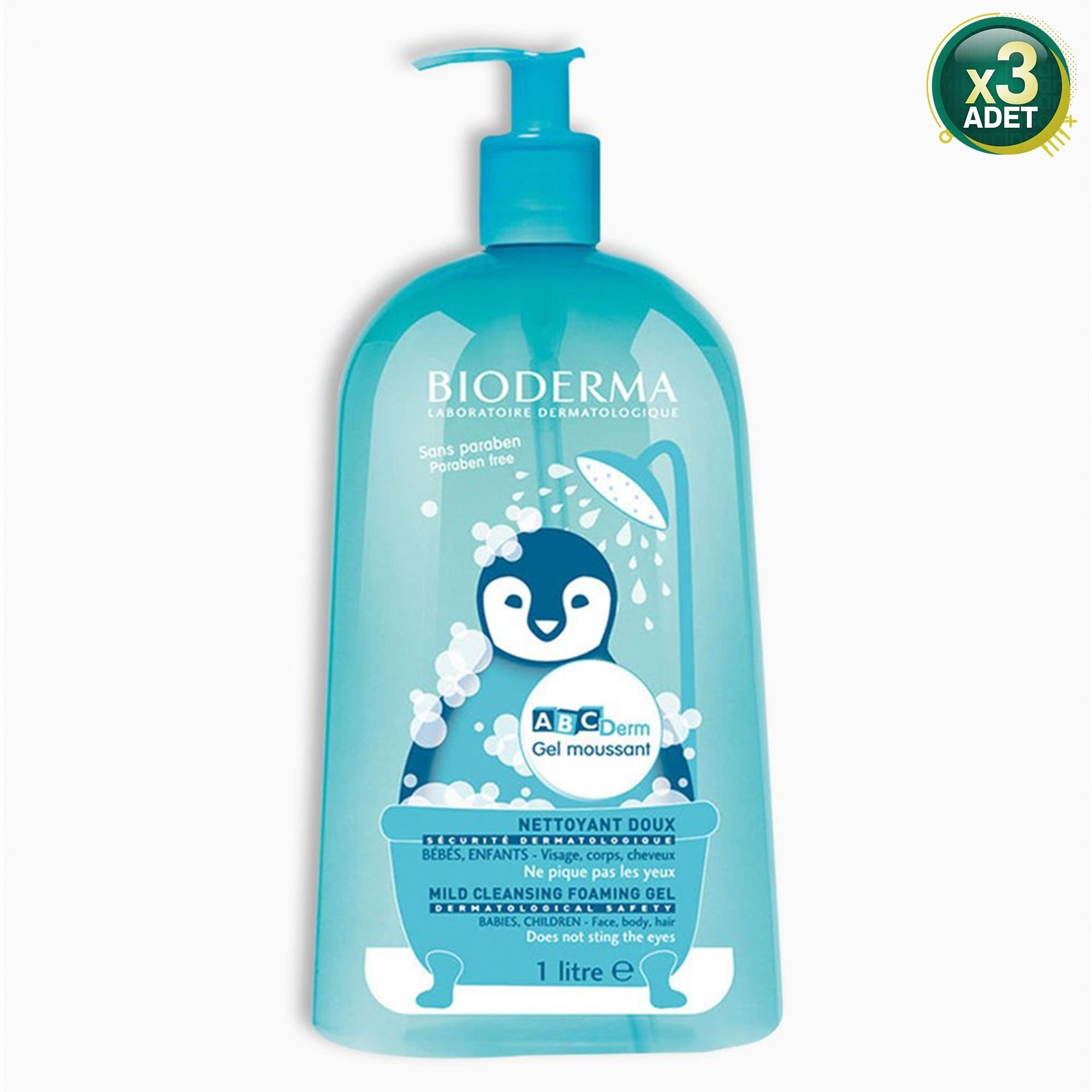 Bioderma ABCDerm Foaming Cleanser Saç ve Vücut Temizleme Jeli 1000 ml 3 Adet