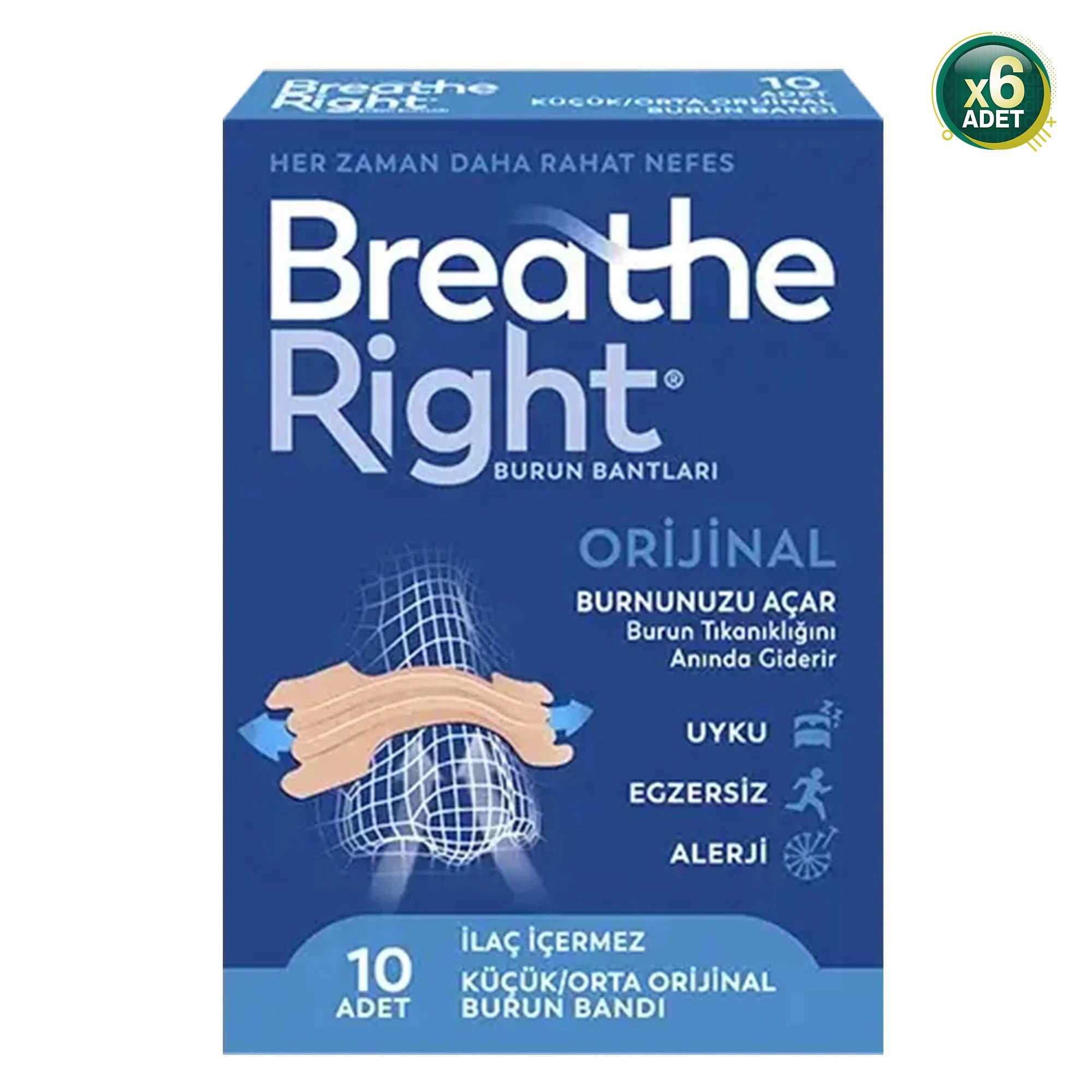 Breathe Right Burun Bandı Orijinal Küçük/orta 10 Lu, 6 Kutu