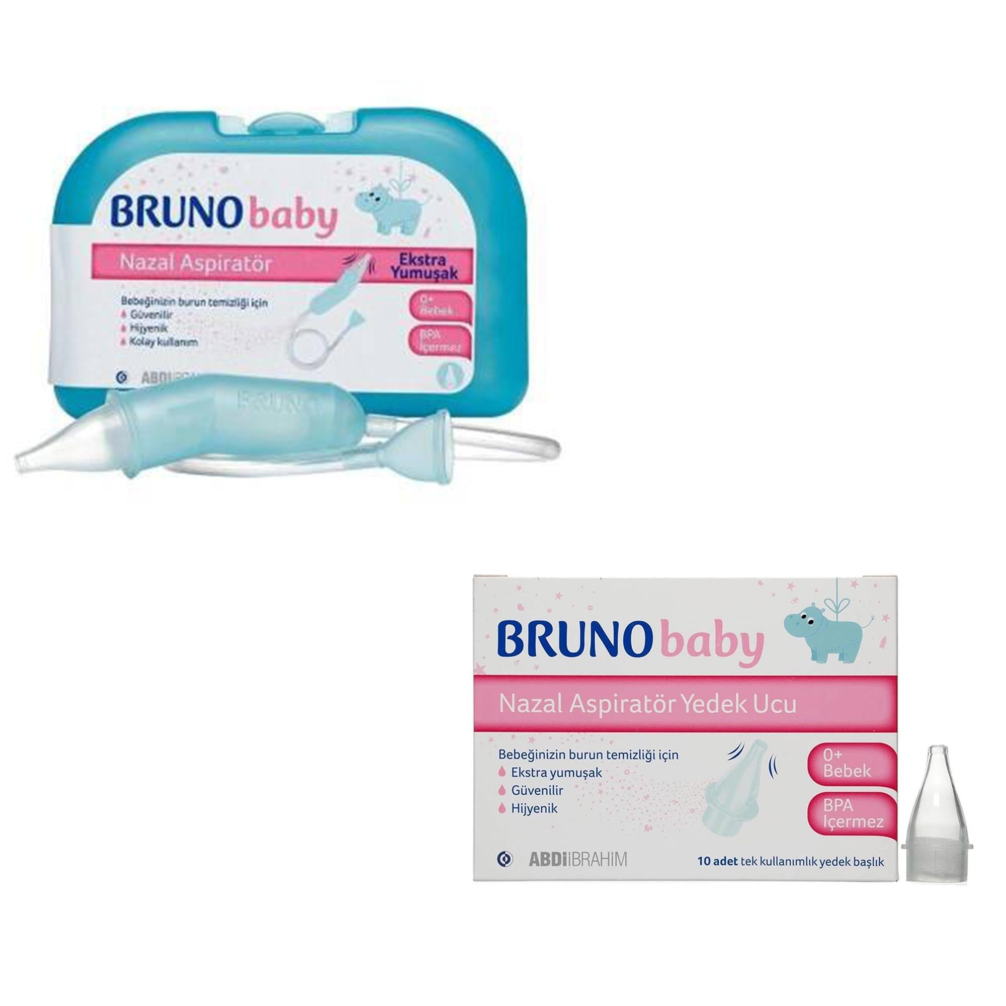 Bruno Baby Nazal Burun Aspiratoru 10Lu Yedek Uc + Nazal Aspirator