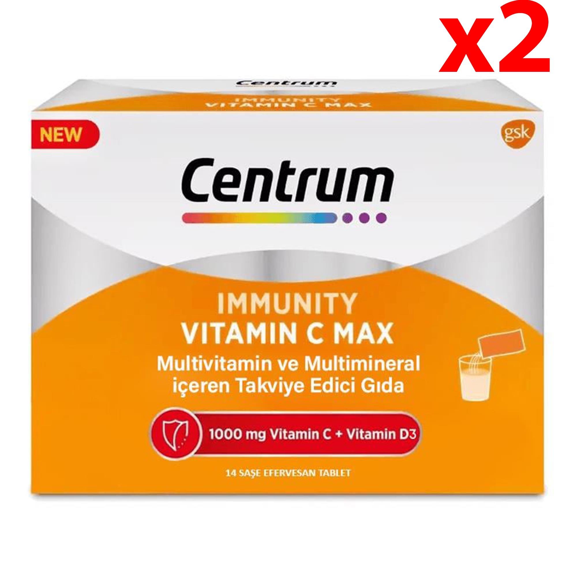 Centrum Immunity Vitamin C Max 14 Saşe Efervesan Toz 2 Adet