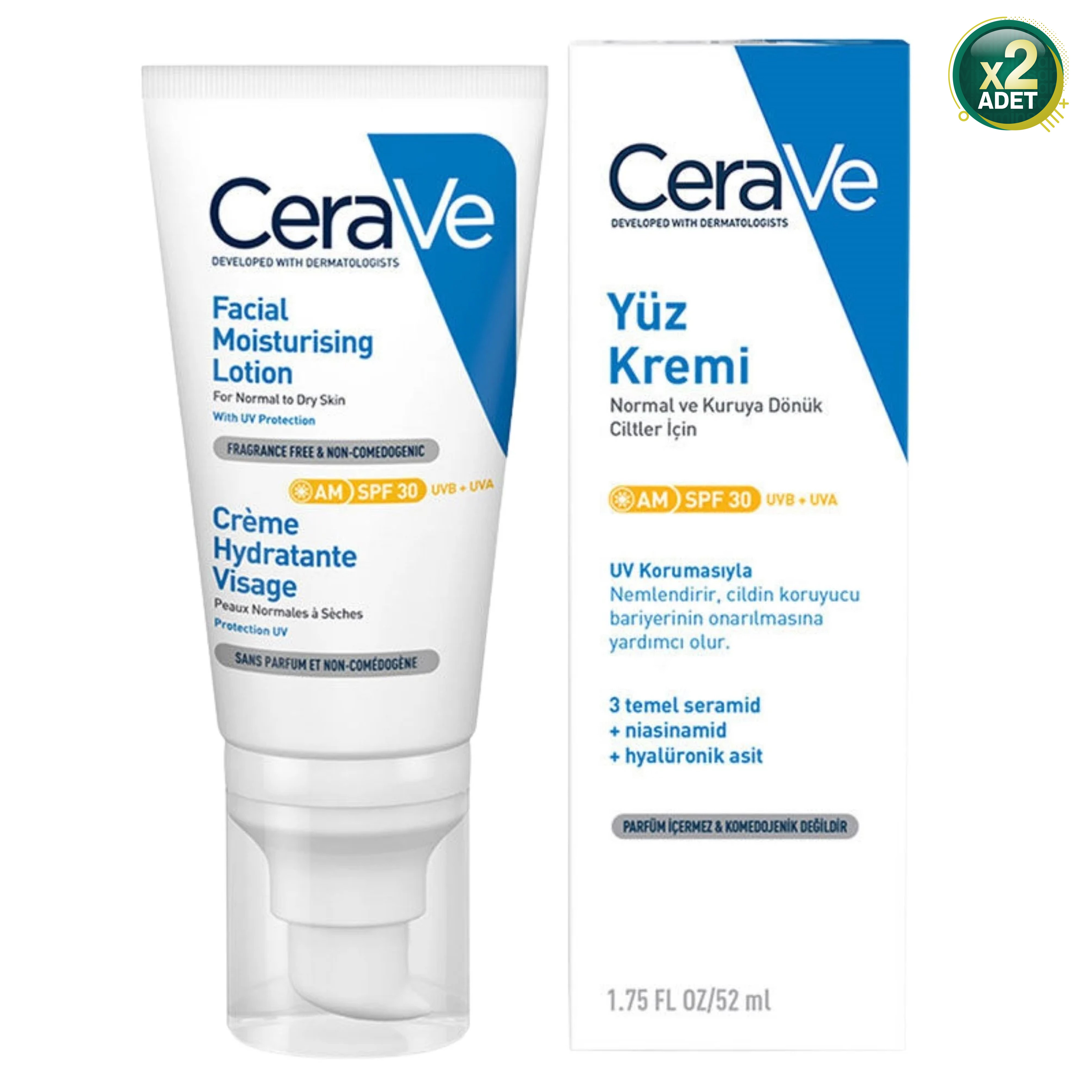 Cerave SPF 50 52 ml Nemlendirici Krem 2 Adet
