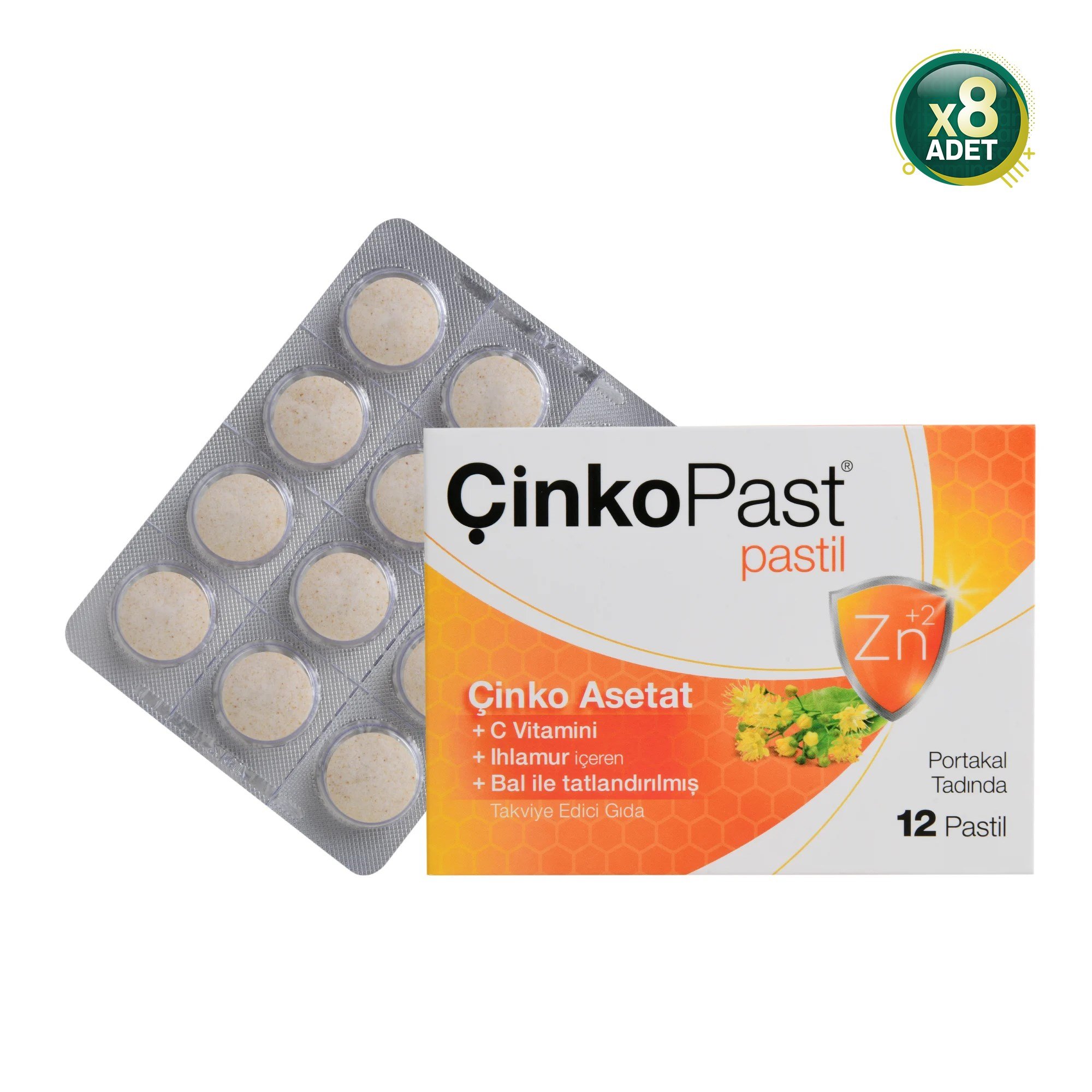 Çinkopast C Vitamini Ihlamur Bal Pastil 12'li 8 Adet