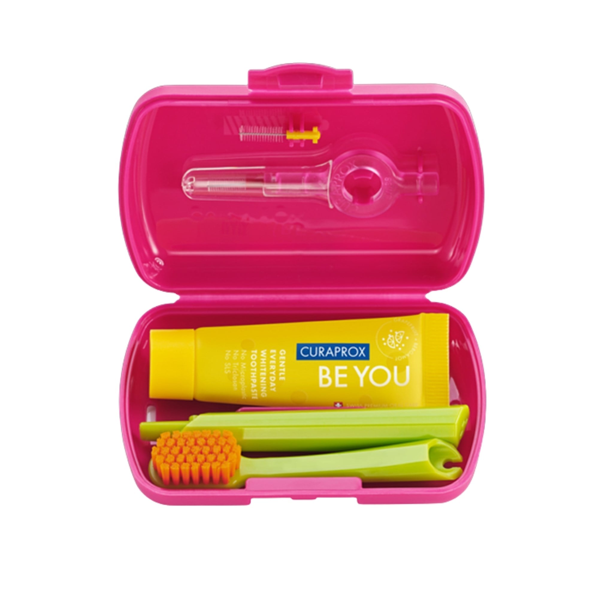 Curaprox 5460 Diş Macunu Diş Fırçası ve Arayüz Fırçası Pembe Travel Set
