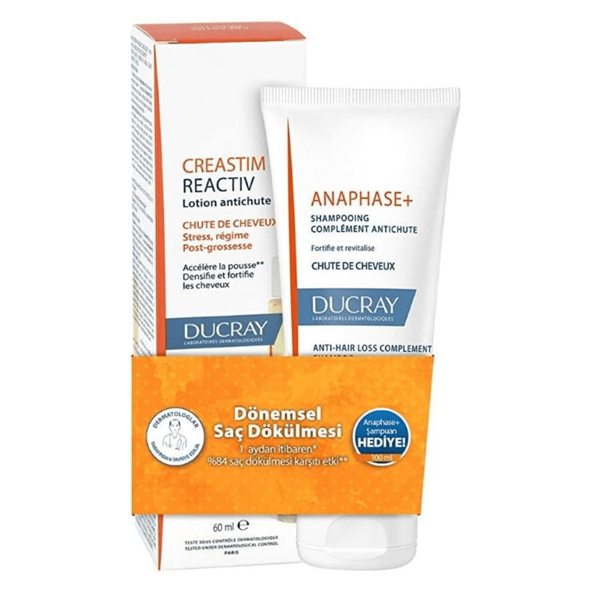 Ducray Creastim Reactiv Dökülme Karşıtı Losyon 60 ml + Ducray Anaphase Şampuan 100 ml