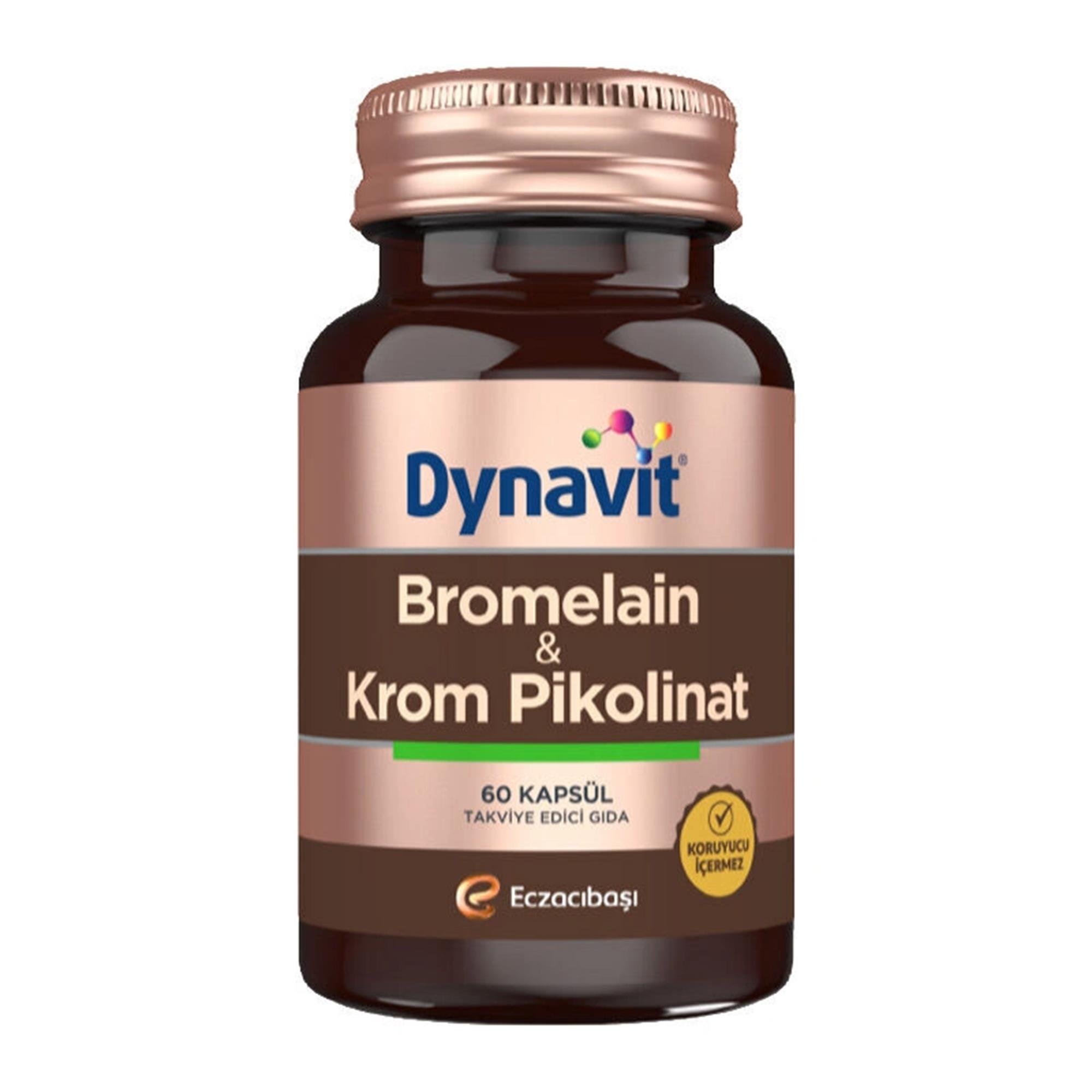 Eczacıbaşı Dynavit Bromelain ve Krom Pikolinat İçeren Takviye Edici Gıda 60 Kapsül
