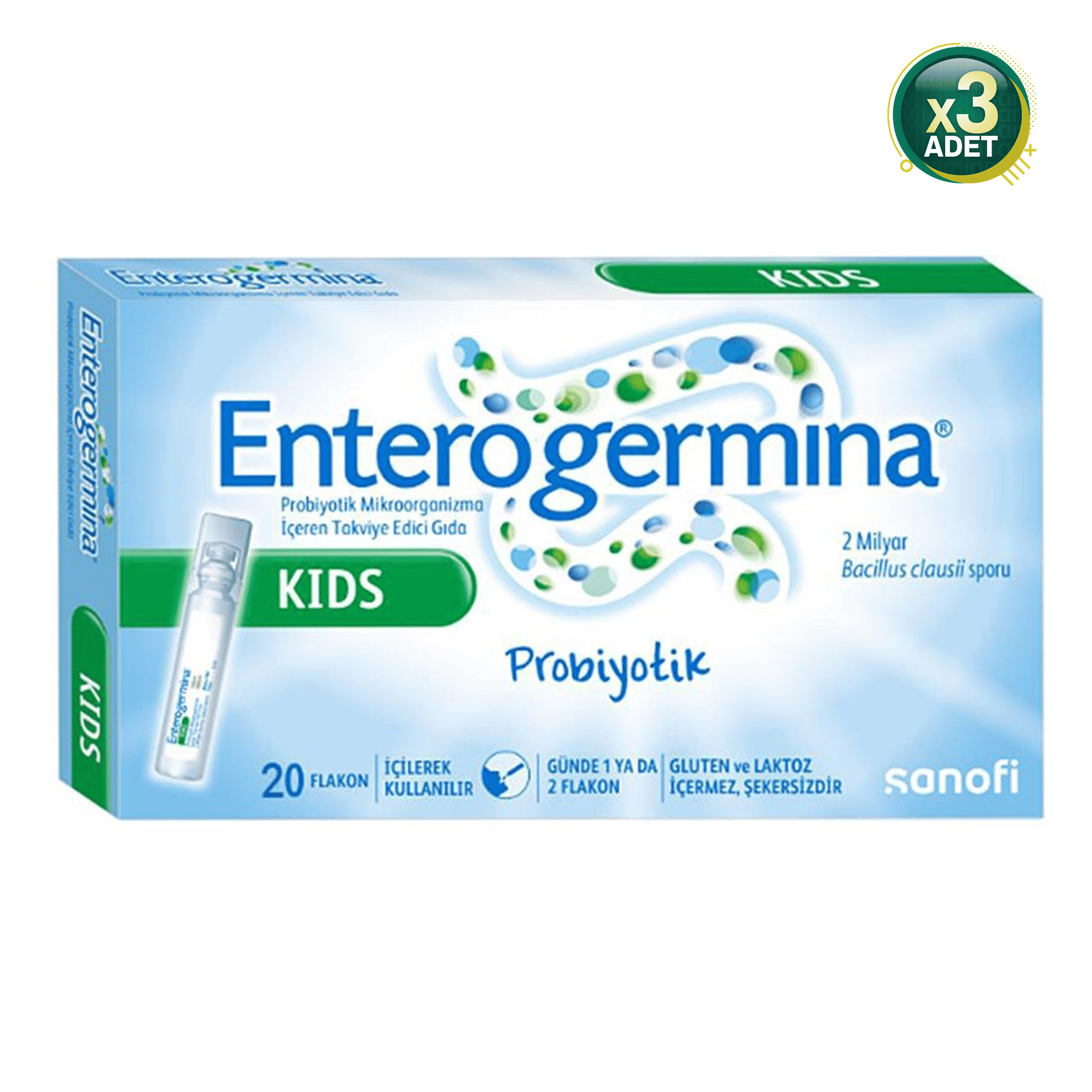 Enterogermina Kids Çocuklar İçin 5 ml x 20 Flakon 3 Adet