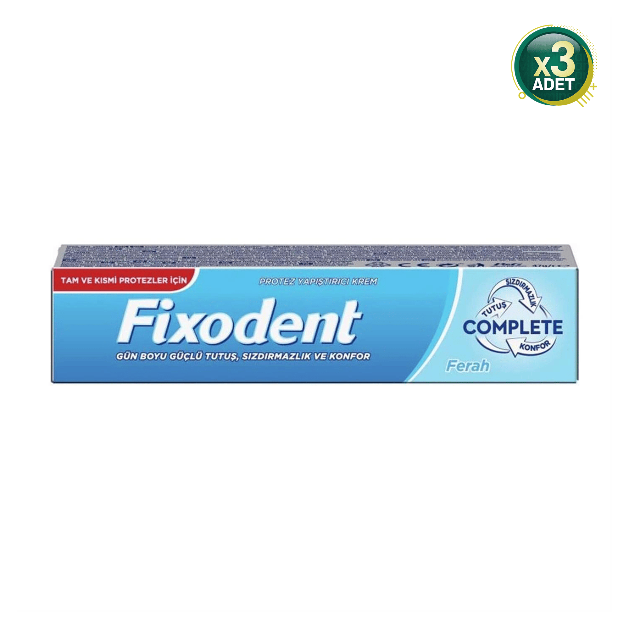 Fıxodent Protez Yapıstırıcı Krem 47 gr Complete Ferah 3 Adet