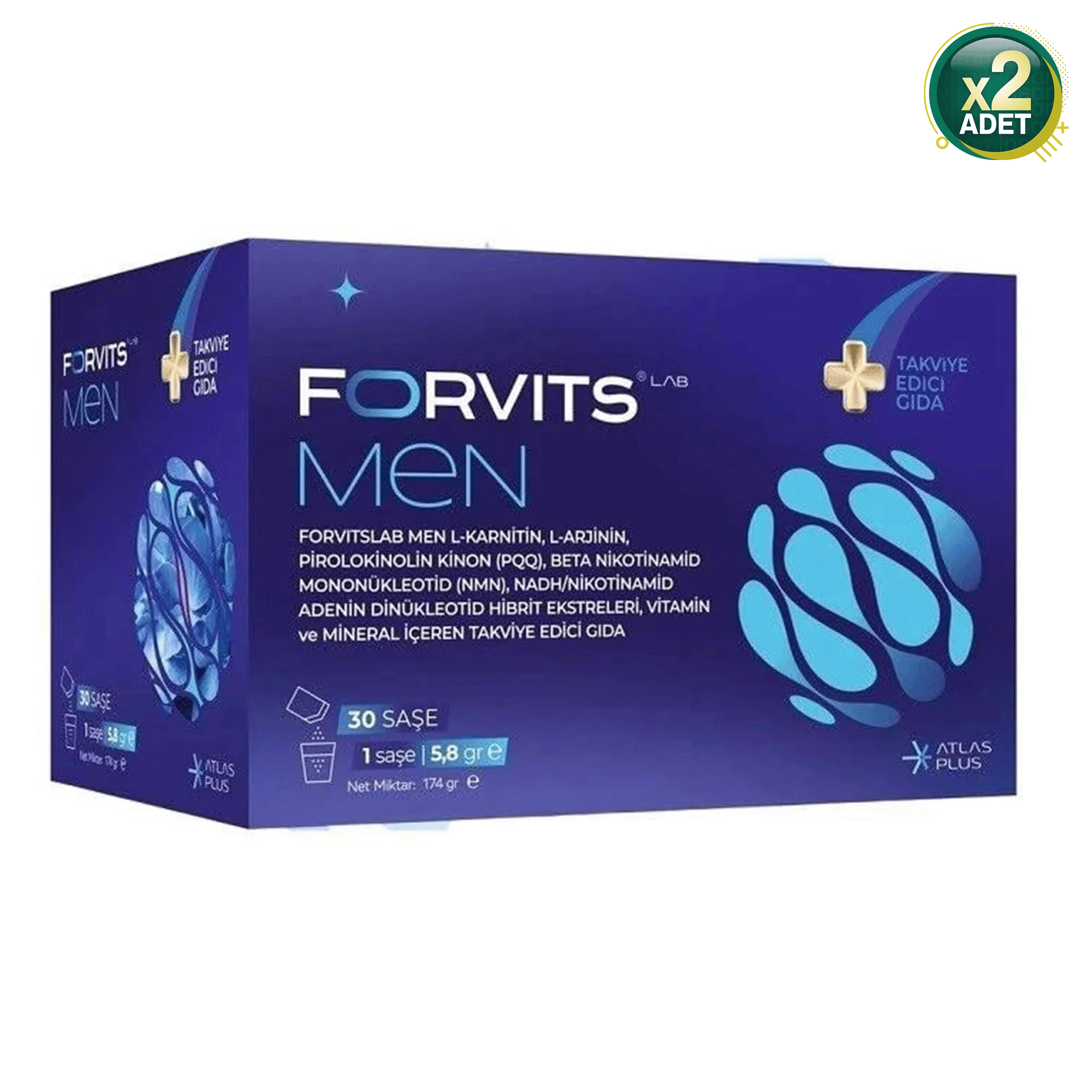 Forvits Lab Men 174 gr 30 Saşe 2'li Paket
