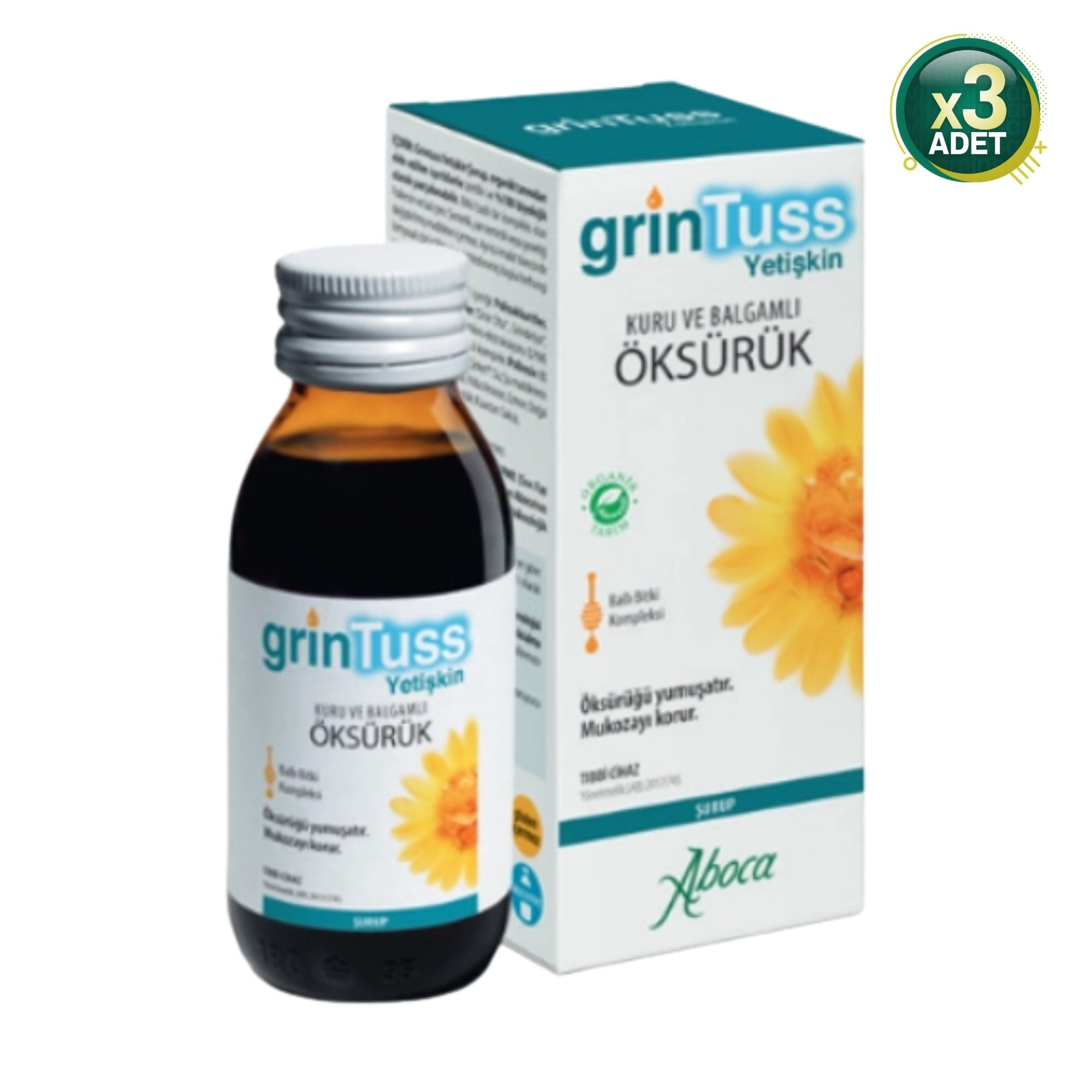 GrinTuss Yetişkin Öksürük Şurubu 128 gr 3 Adet
