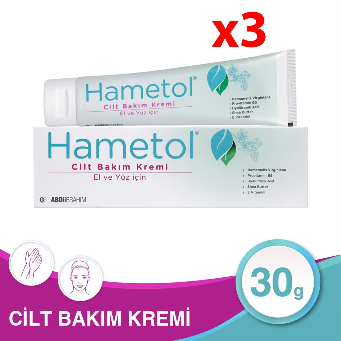 Hametol Cilt Bakım Kremi 30 g 3 Adet