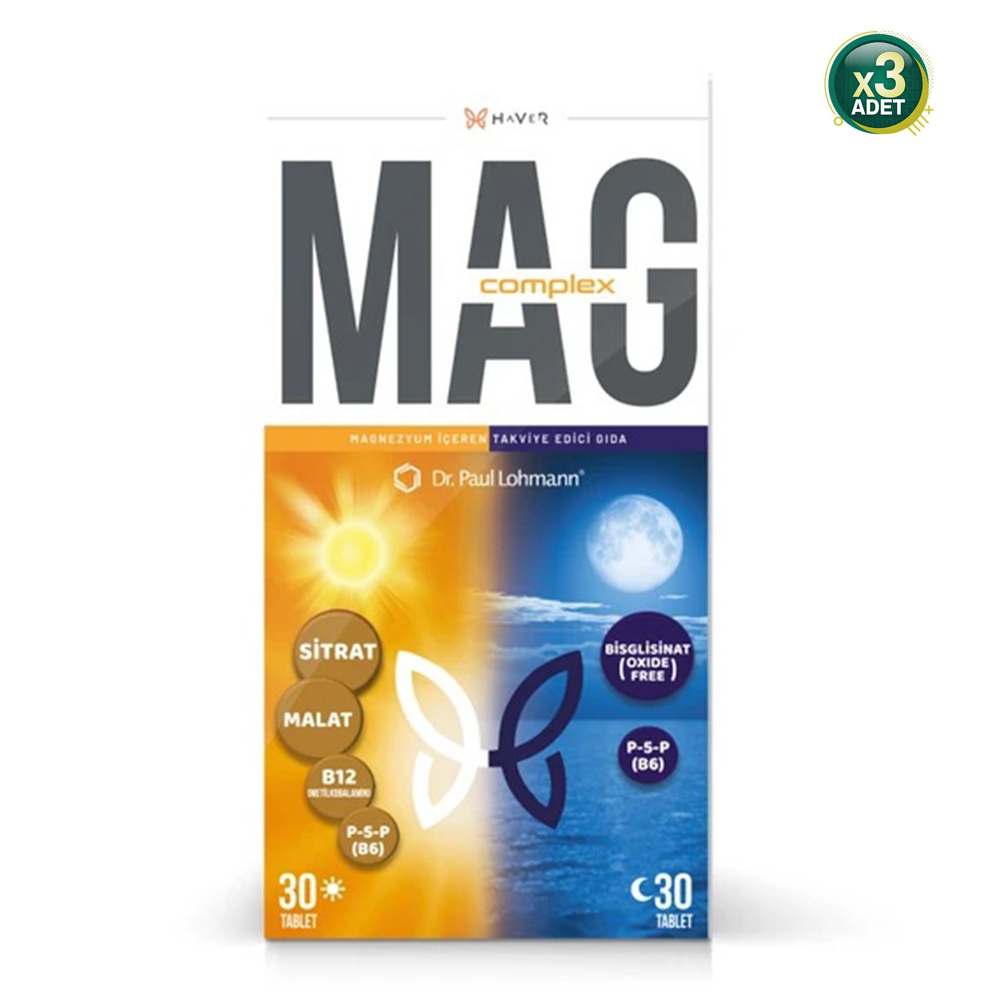 Haver Mag-Complex Day & Night 60 Tablet - 3 Adet (180 Tablet)